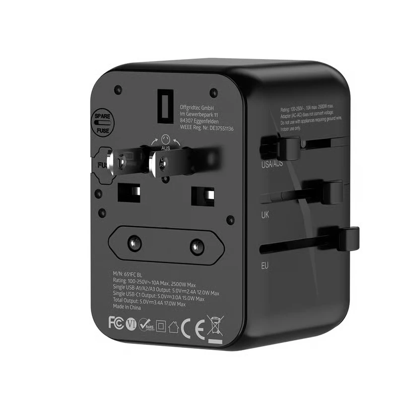 Image of KIT EU Indoor USB Mains Charger Black 8KTUSBMCEU2ARF