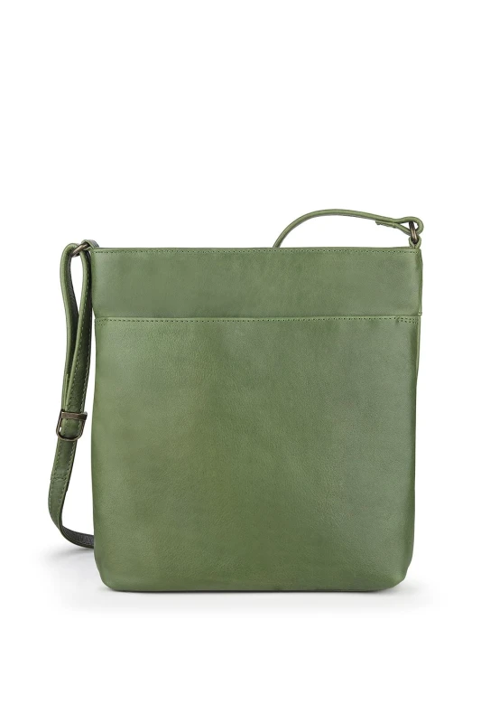 Image of PRIMEHIDE 'Washed Cancun' Leather Crossbody Bag Green