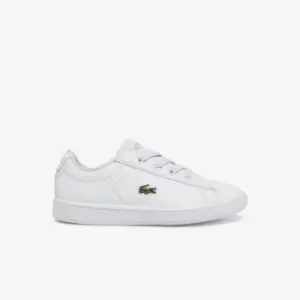 Image of Lacoste Infants' Carnaby Evo Synthetic Trainers Size 3 UK Kids White & Light Pink