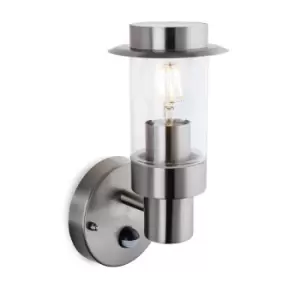 Image of Darwin Outdoor PIR Motion Wall Sensor Light Stainless Steel IP44, E27