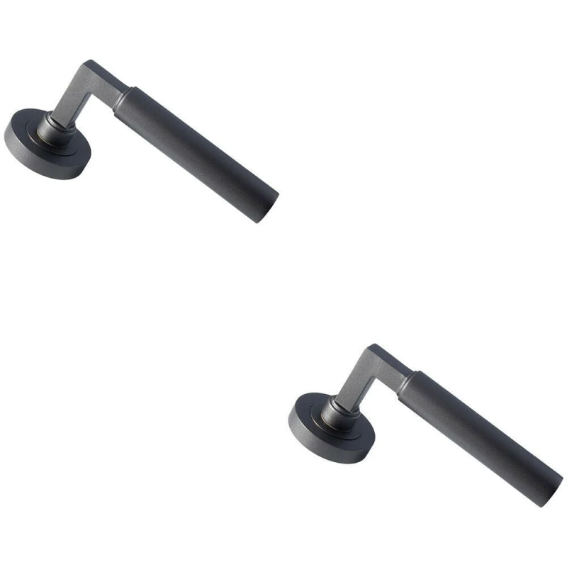 Image of Loops 2x PAIR Straight Round Bar Handle on Round Rose Concealed Fix Matt Bronze Multi