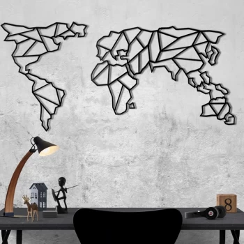 Image of World Map XL - Black Decorative Metal Wall Accessory