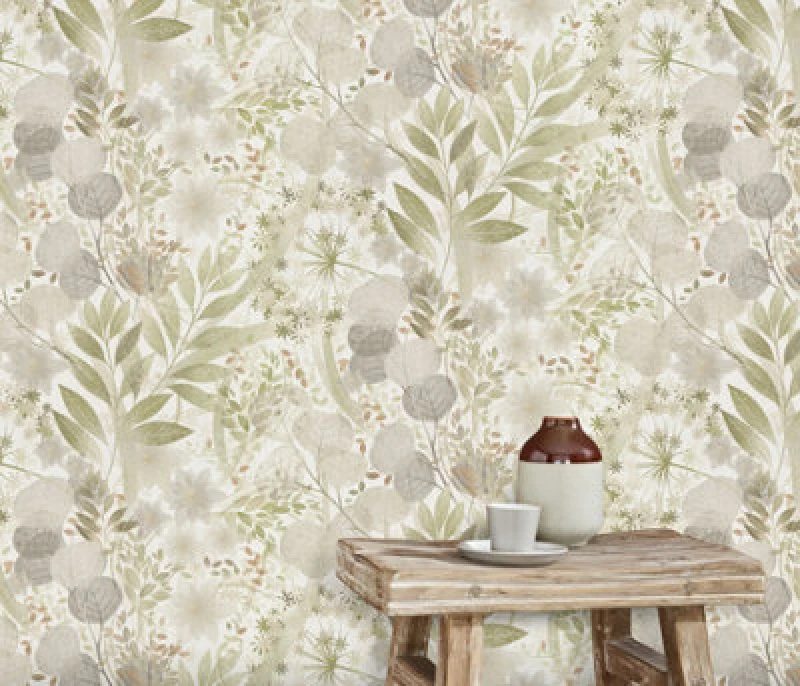 Image of Erismann Wallpaper Secret Grove Light Green