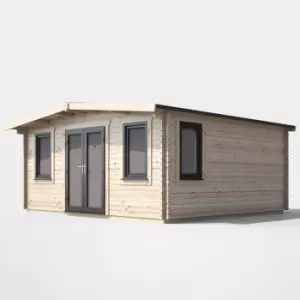 image of Power 16' x 16' Chalet Log Cabin - Centre Double Door