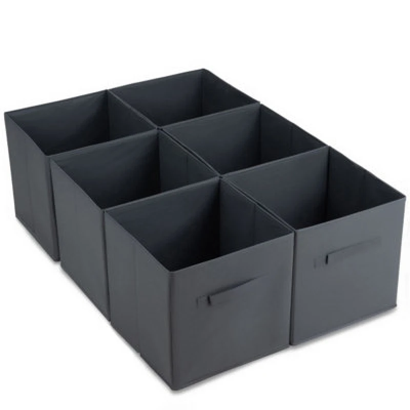Image of LIVIVO Foldable Storage Cube Boxes - Set of 6 Grey