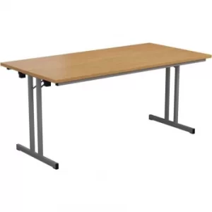 Image of 1200MM Rectangular Folding Table Silver/Oak