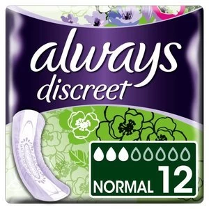 image of Always Discreet Moderate Normal non-winged Pad 12PK