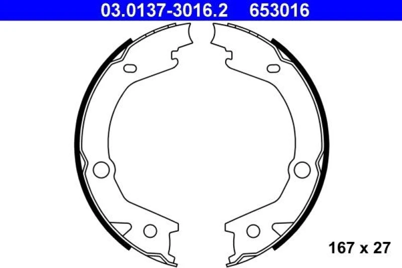 Image of ATE 03.0137-3016.2 Handbrake Shoes without lever Brake Shoe Set,parking brake (1419)