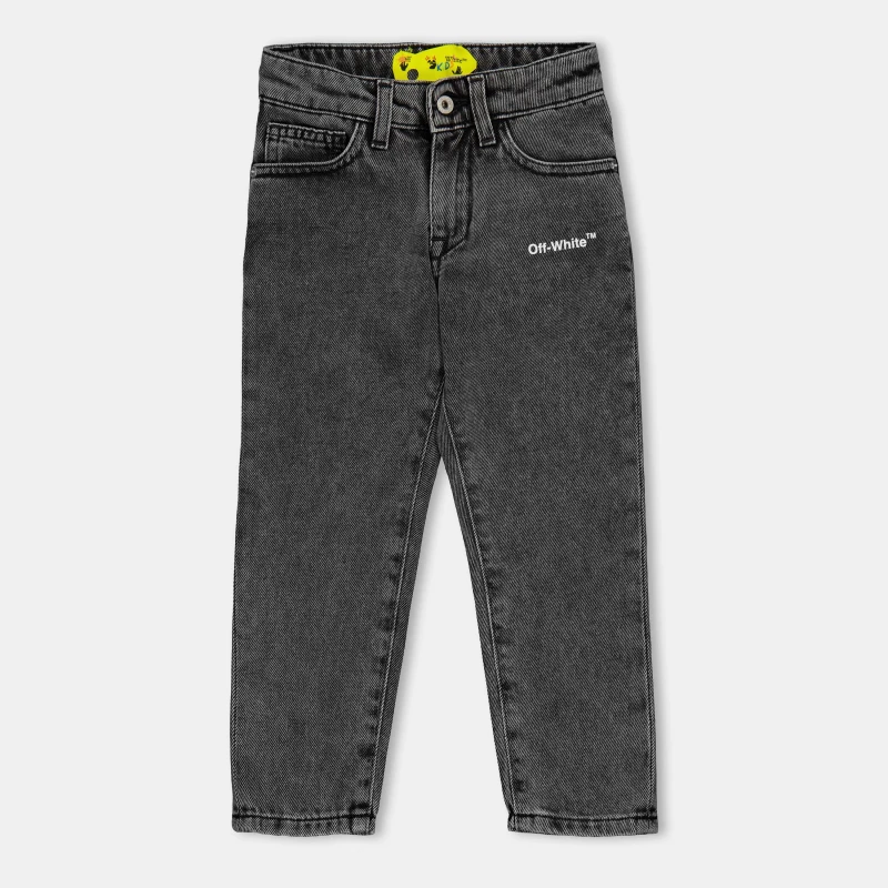 Image of Off White Kids Straight Fit Jeans Dark Grey/White male 6Y