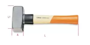 image of Beta Tools 1380S Mason's Club Hammer Security Collar Wood Shaft 1000g 013800405