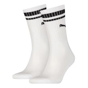 image of Puma Crew Heritage Stripe Sock White//Black UK Size 6-8 (2 Pair)