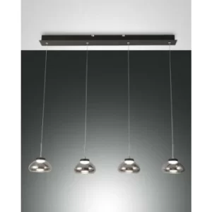 Image of Fabas Luce Arabella LED Straight Bar Pendant Ceiling Light Transparent Grey Glass