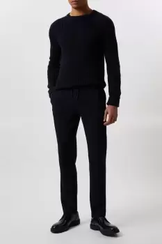 Image of Slim Fit Navy Drawstring Trousers