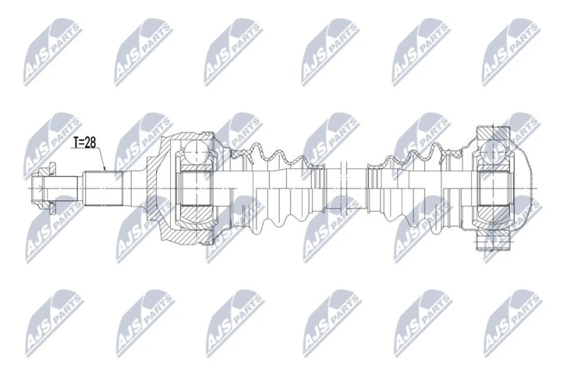 Image of NTY NPW-PS-019 Drive shaft 6-Speed Manual Transmission, Rear Axle Right Drive Shaft (13)