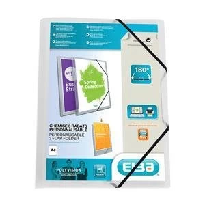 Image of Original Elba Polyvision A4 Document Wallet Polypropylene Elastic Straps Clear Pack of 12