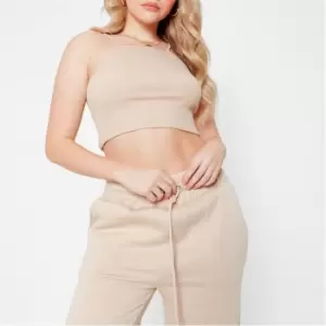 Image of I Saw It First Rib Racer Neck Crop Top - Brown