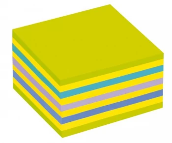 Image of Post-it 76 x 76mm Sticky Notes Cube Neon Assorted Colours 1 x 450 Sheets