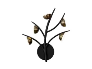 image of 5 Light Wall Lamp, 5 x 3W LED, 3000K, 825lm, Black, Antique Brass