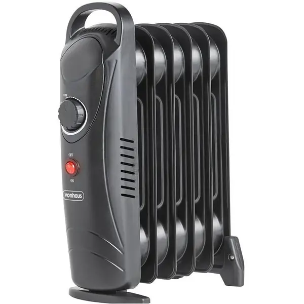 image of VonHaus 5 Fin 800W White Oil Filled Radiator - Black One Size