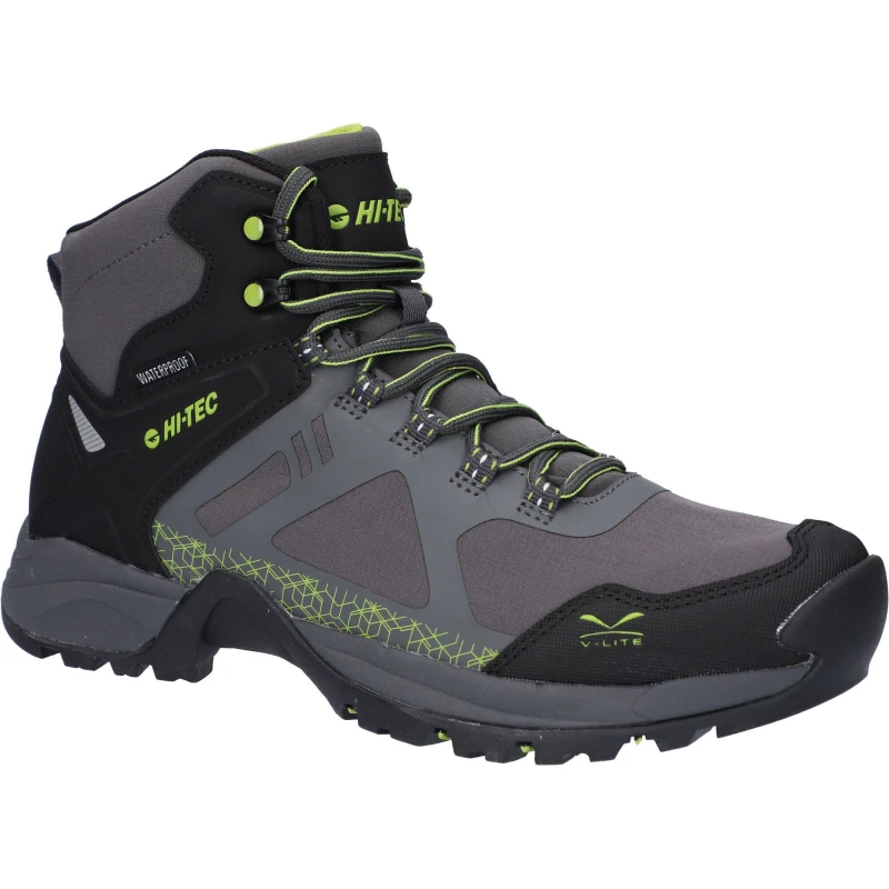 Image of Hi Tec Mens Waterproof Hiking Boot Grey/Lime male 7 (41)