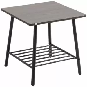 image of HOMCOM Industrial Side Table With Storage Shelf Grey