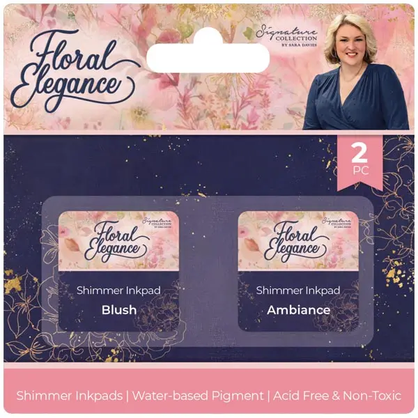 Sara Davies Signature Collection Shimmer Pigment Ink Pads Floral Elegance Pink & Gold Set of 2