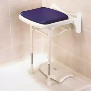 image of AKW - 2000 Series Compact Fold Up Padded Shower Seat Blue