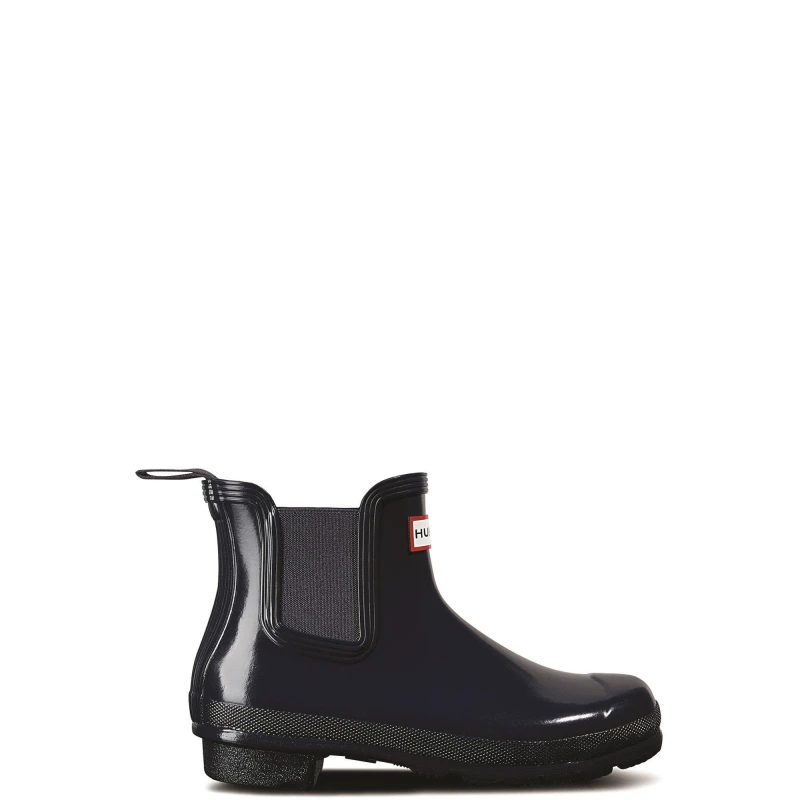 Image of Hunter Womens Original Chelsea Gloss Wellington Boots UK Size 4 (EU 37) NAVY HUN141-NAVY-4
