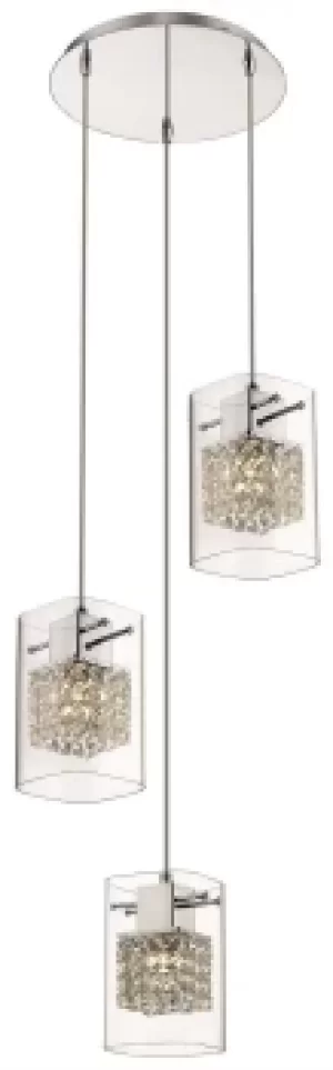 Image of Spring 3 Light Ceiling Cluster Pendant Chrome Glass Round, G9