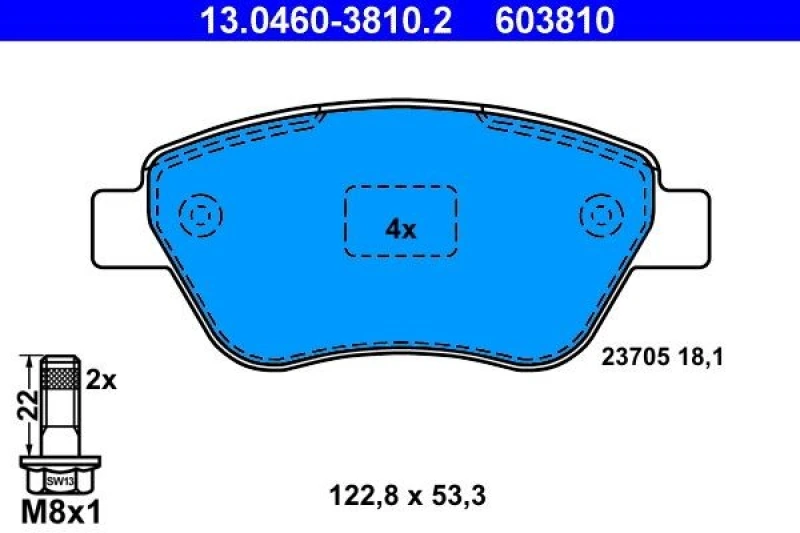 Image of ATE 13.0460-3810.2 Brake pad set excl. wear warning contact, with brake caliper screws Brake Pad Set,disc brake (402)