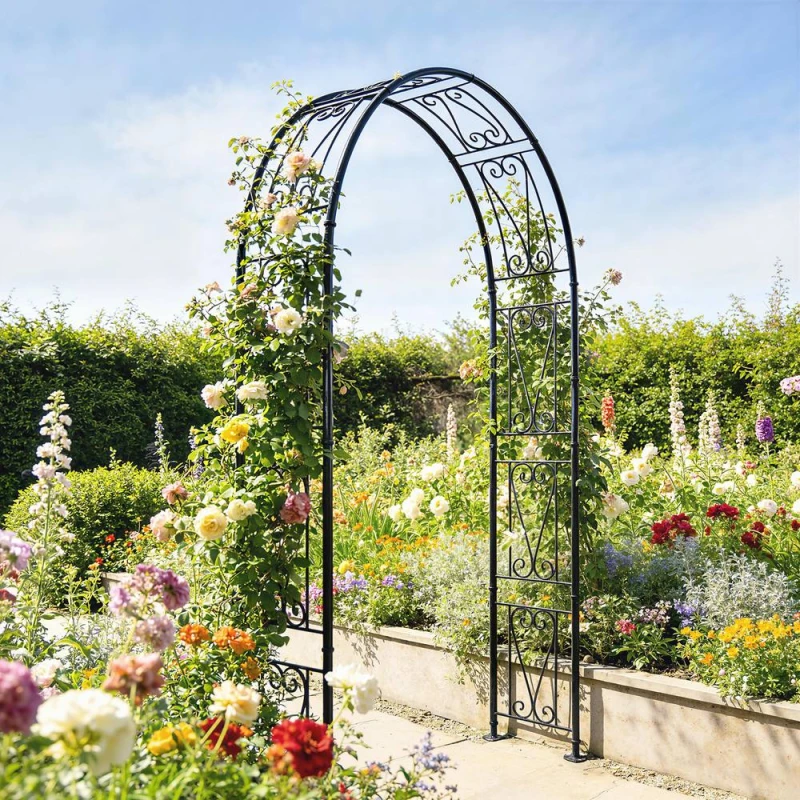 Image of OUTSUNNY Garden Arch, Rose Arch, Black Unisex