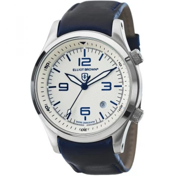 image of Elliot Brown Mens Canford Blue Leather White Dial 202-001- Watch