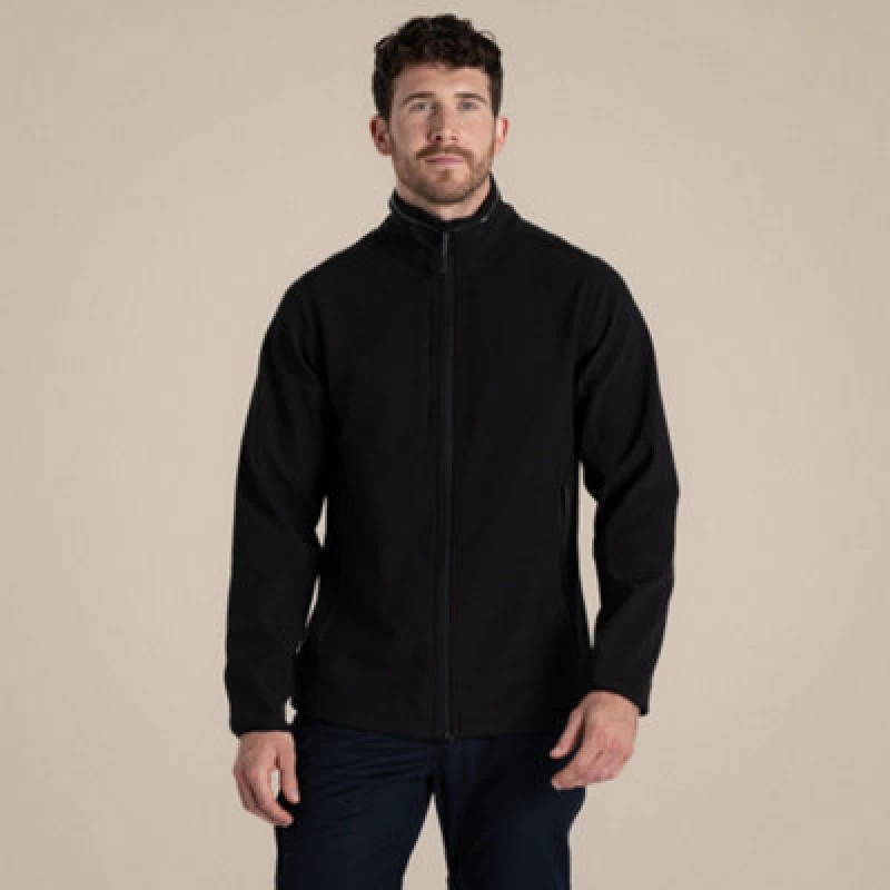 Image of Craghoppers Craghoppers Men 'Expert Basecamp' Softshell Jacket in Black Size: Small Black S Male 5054904639595