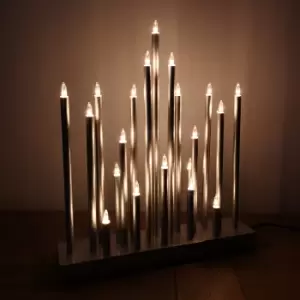 image of 33cm Premier Christmas Candle Bridge Star Shaped with 20 LEDs In Silver Mains Power