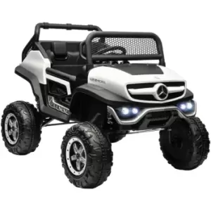 image of HOMCOM 12V Licensed Mercedes-Benz Unimog, Kids Electric Ride on Car - White - White