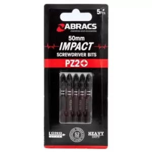 image of Abacus IPZ25005 PZ2 Impact Screwdriver Bits 50mm, Pack of 5