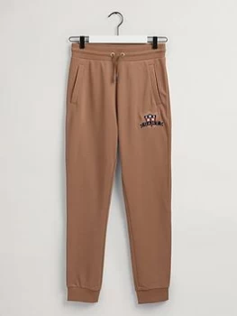 image of Boys, Gant Kids Banner Shield Joggers - Roasted Walnut, Roasted Walnut, Size 13-14 Years