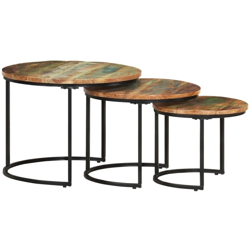 Image of VIDAXL Nesting Tables 3 pcs Solid Reclaimed Wood Vidaxl 8720286668634