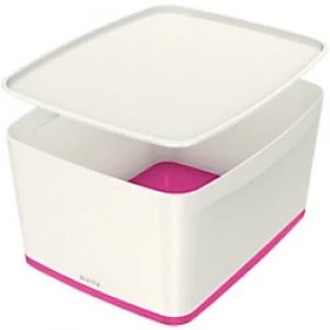 image of Leitz MyBox WOW Storage Box 18 L White, Pink Plastic 31.8 x 38.5 x 19.8 cm