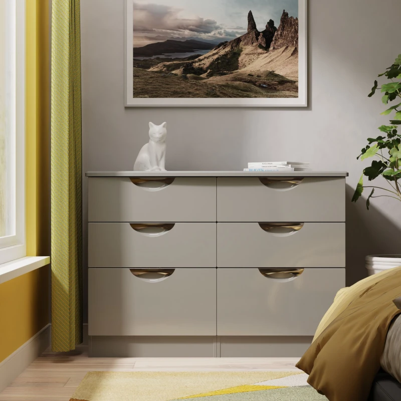 Image of Welcome Furniture Welcome Furniutre Indicies 6 Drawer Wide Chest - Ready Assembled CAM015GGDG