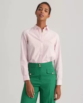 Image of GANT Women Regular Fit Striped Broadcloth Shirt (34) Pink