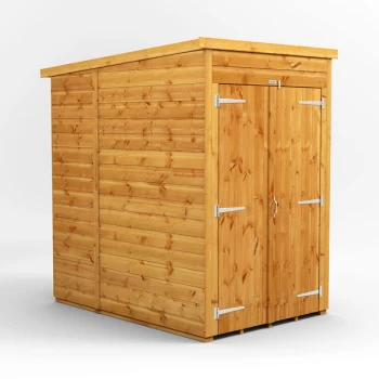 Image of Power Sheds - 4x6 Power Windowless Pent Double Door Garden Shed - Brown