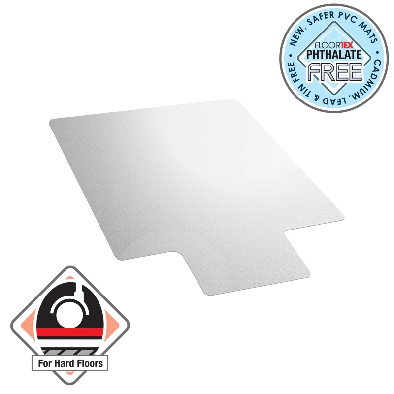 Image of Floortex Advantagemat PVC Chair Mat for Hard Floors. Rectangular with Lip - 90 x 120cm