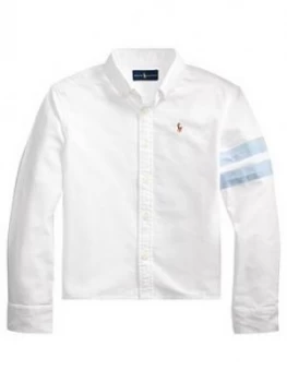 Image of Ralph Lauren Girls Crop Oxford Shirt - White, Size Age: 8 Years, Women