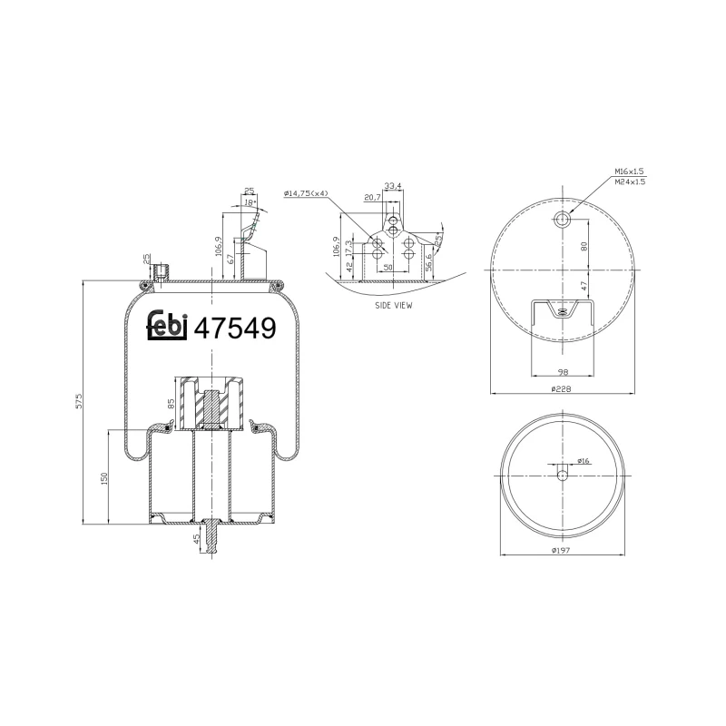 Image of FEBI BILSTEIN 47549 Boot, air suspension steered leading axle Boot,air suspension (324)