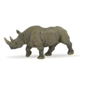 image of PAPO Wild Animal Kingdom Black Rhinoceros Toy Figure, Three Years or Above, Grey/Brown (50066)