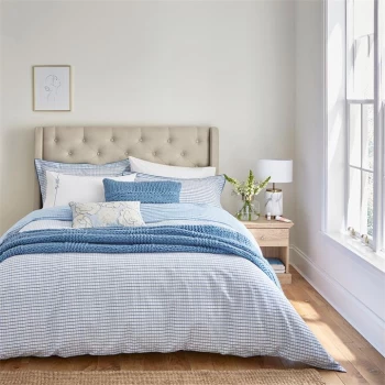 Image of Katie Piper Be Still Check Duvet Cover Set - Blue