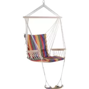 image of Outsunny Outdoor Hammock Hanging Rope w/ Footrest Armrest Yard Patio Swing Seat