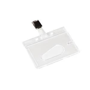 Image of Q-Connect Rigid Credit Card Sized Name Badge Holder and Clip Pack of