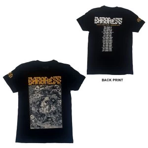 image of Baroness - Gold & Grey Dateback Unisex Large T-Shirt - Black